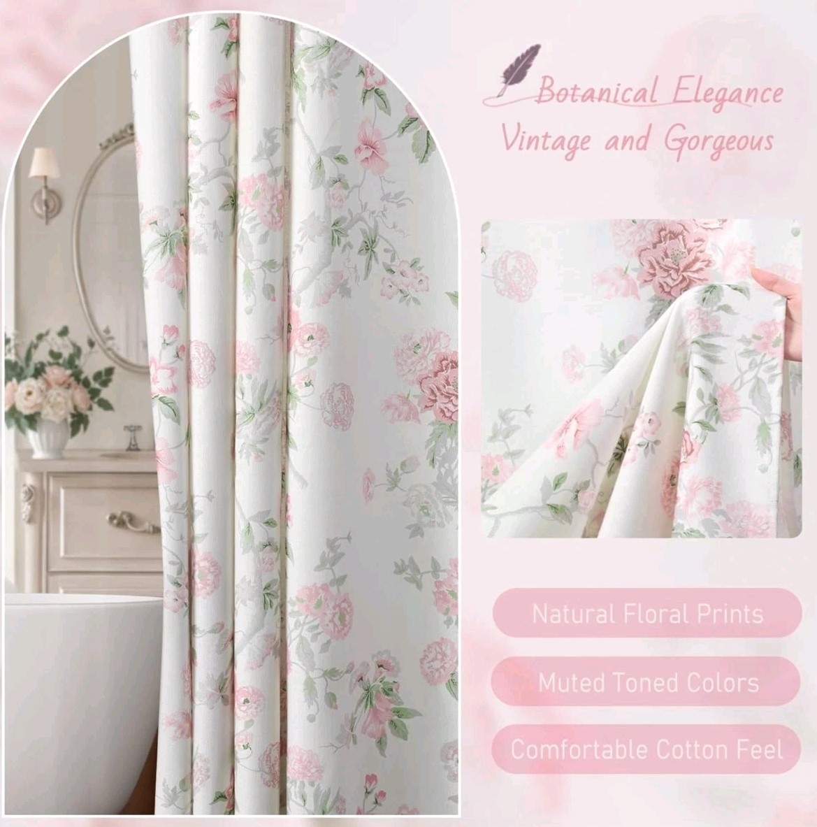 Custom Printed Bath Curtain — custom printed polyester bath curtain detail view