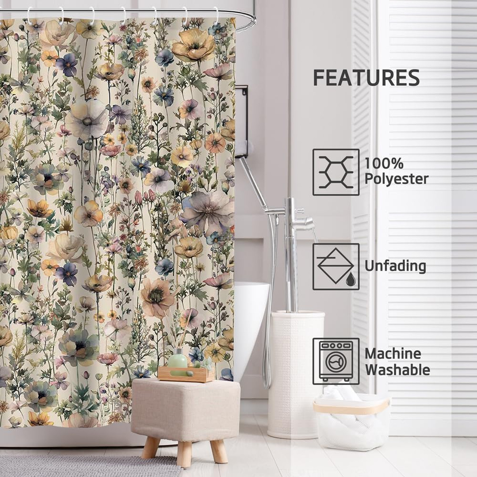 Custom Printed Bath Curtain — custom printed polyester bath curtain detail view
