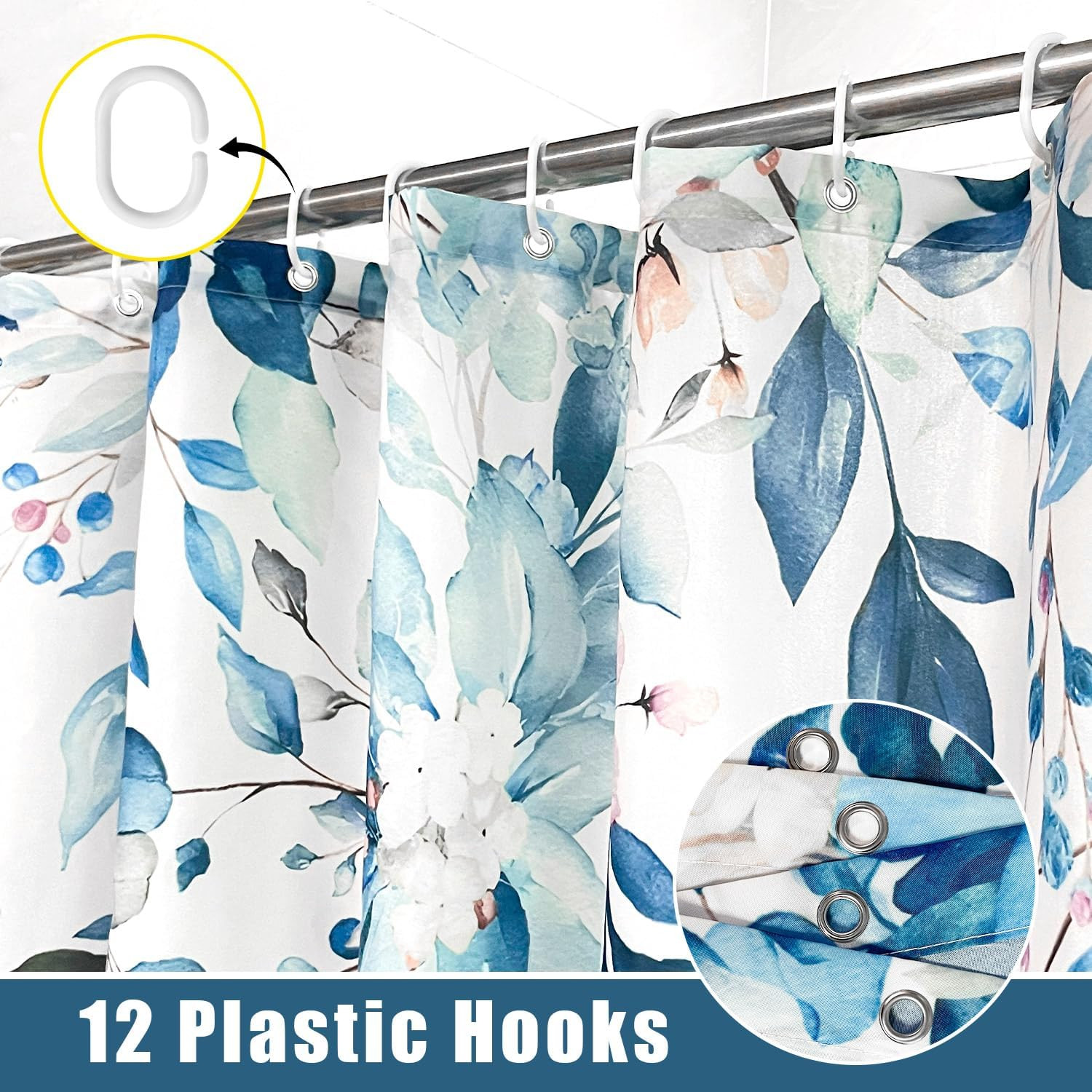 Custom Printed Bath Curtain — custom printed polyester bath curtain detail view