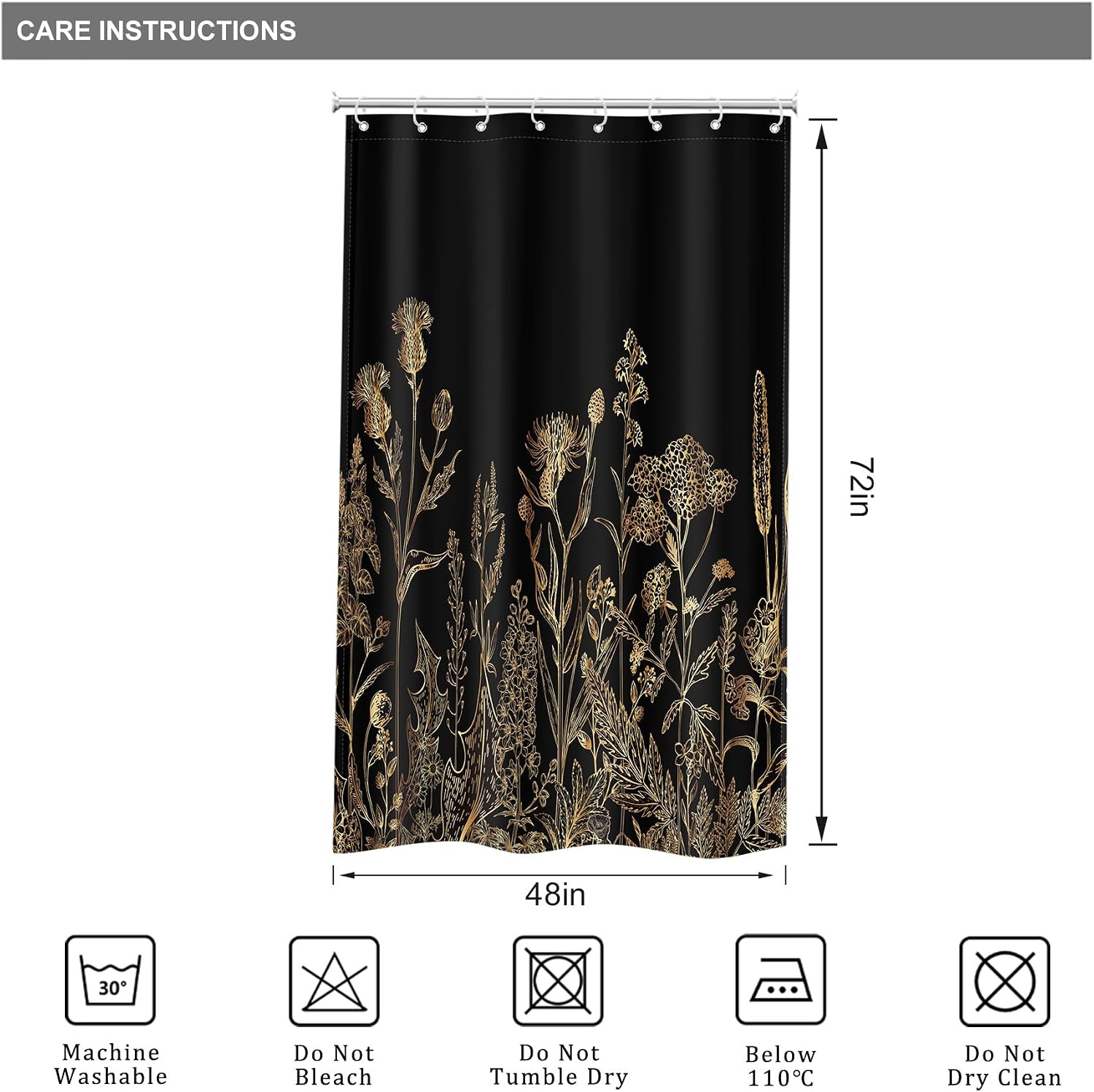 Custom Printed Bath Curtain — custom printed polyester bath curtain detail view