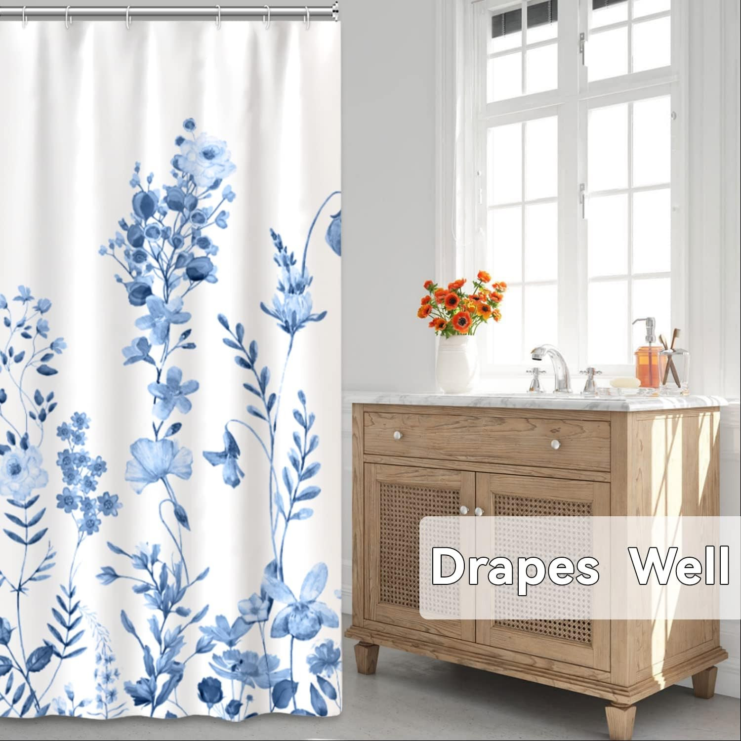 Custom Printed Bath Curtain — custom printed polyester bath curtain detail view