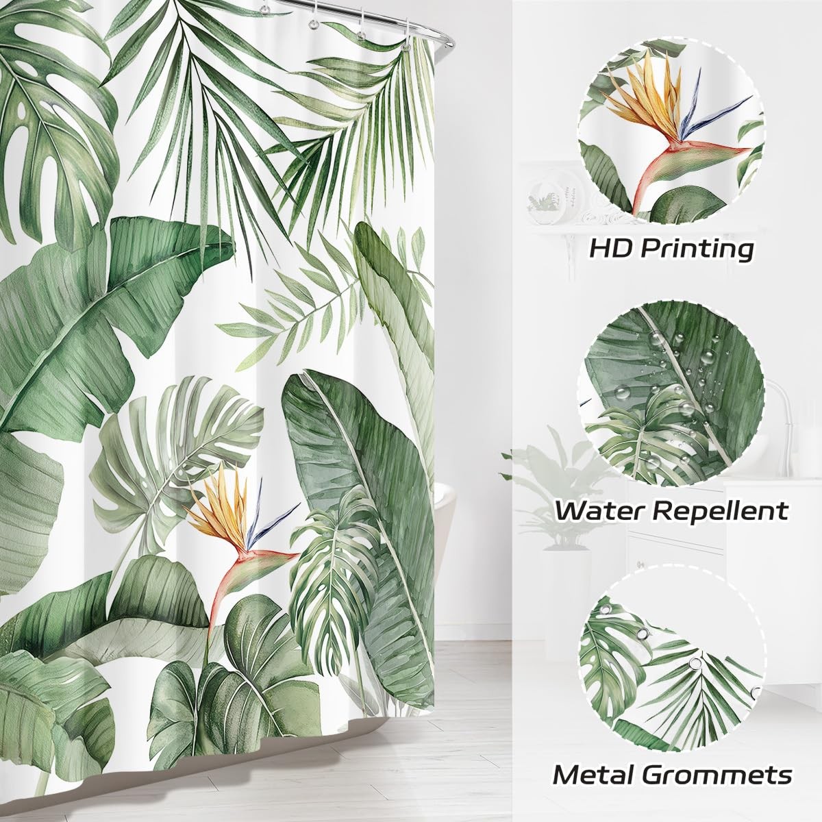 Custom Printed Bath Curtain — custom printed polyester bath curtain detail view