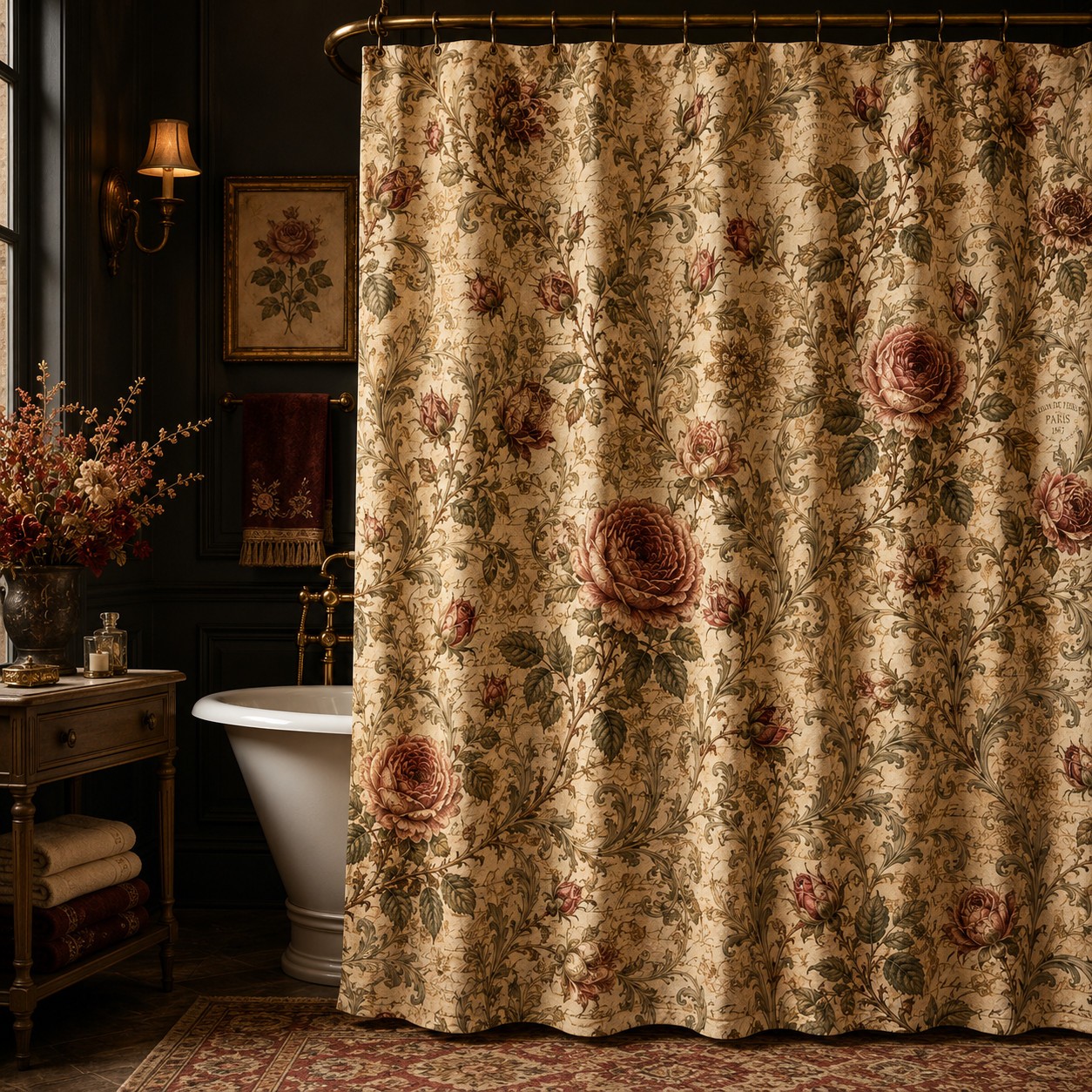 Custom Printed Bath Curtain — custom printed polyester bath curtain detail view