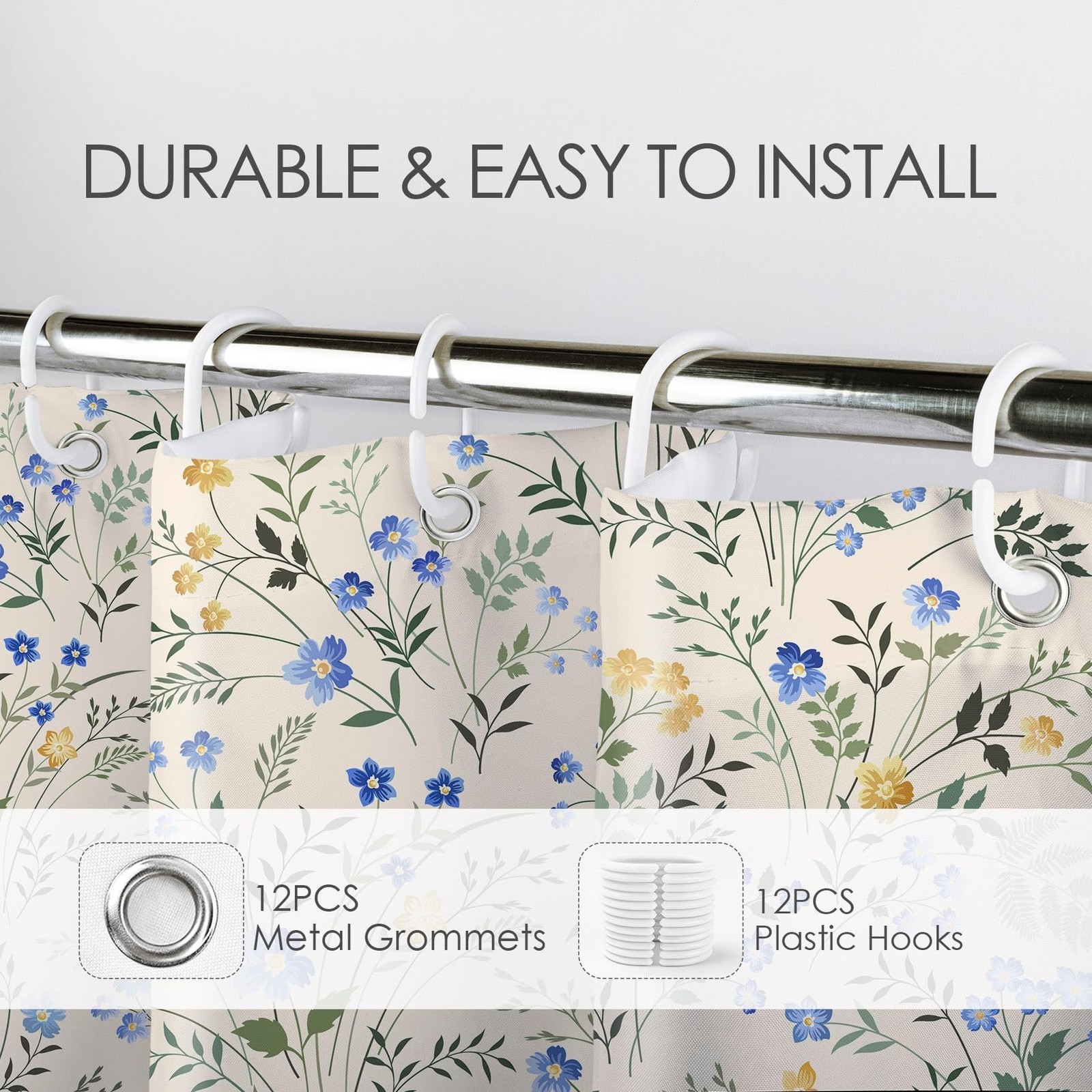 Custom Printed Bath Curtain — custom printed polyester bath curtain detail view
