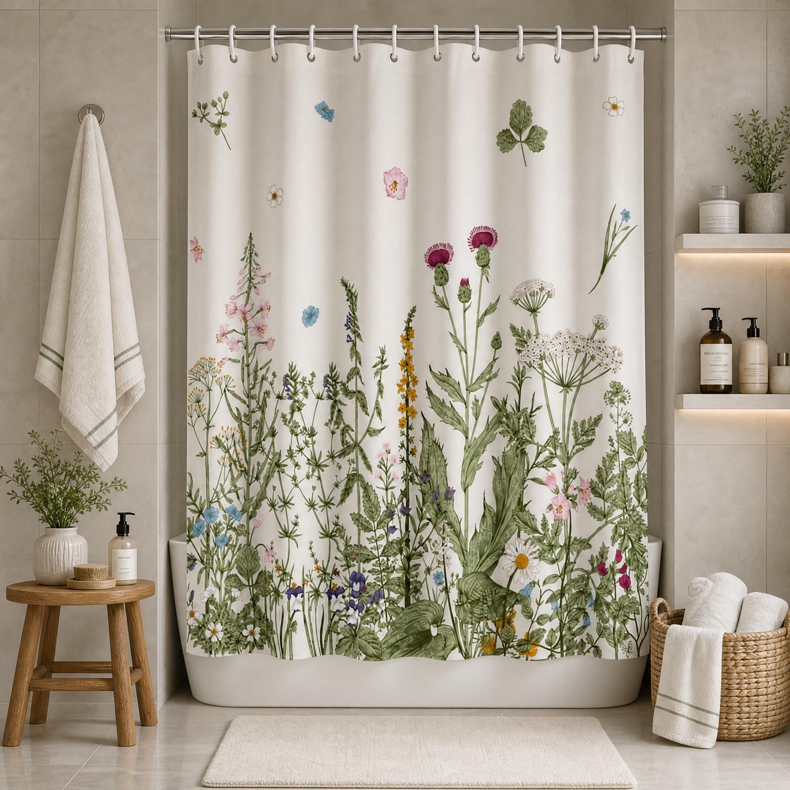 Custom Printed Bath Curtain — custom printed polyester bath curtain