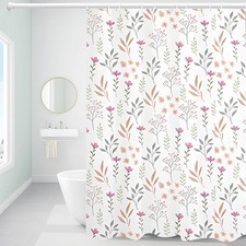 Bestfaith Plastic Shower Curtain Liner, Premium 72 x 72 inches, Fresh Flower — custom printed polyester bath curtain