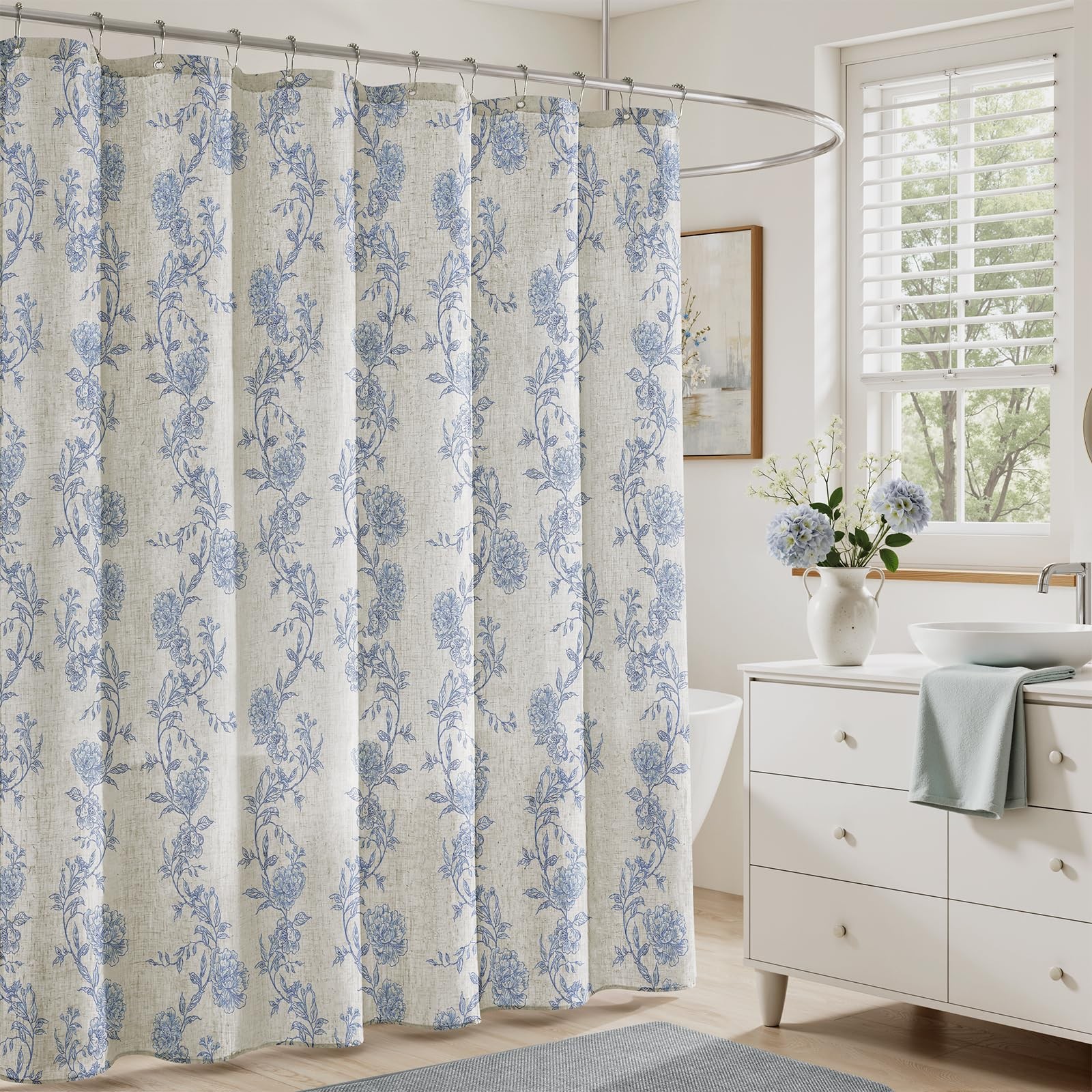 Custom Printed Bath Curtain — custom printed polyester bath curtain detail view