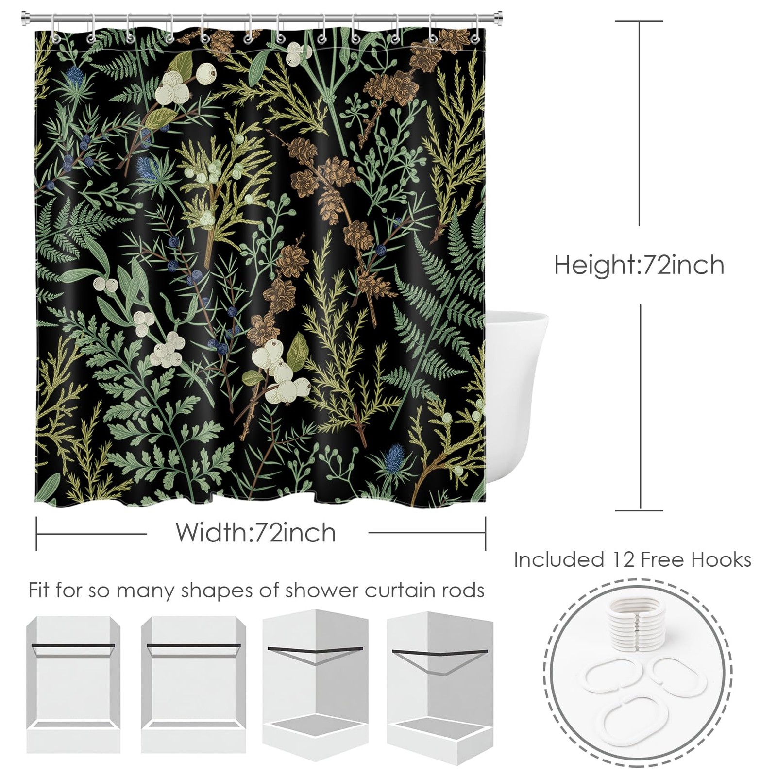 Custom Printed Bath Curtain — custom printed polyester bath curtain detail view