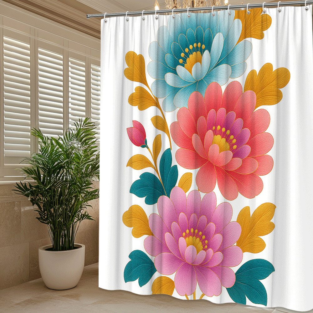 Custom Printed Bath Curtain — custom printed polyester bath curtain detail view