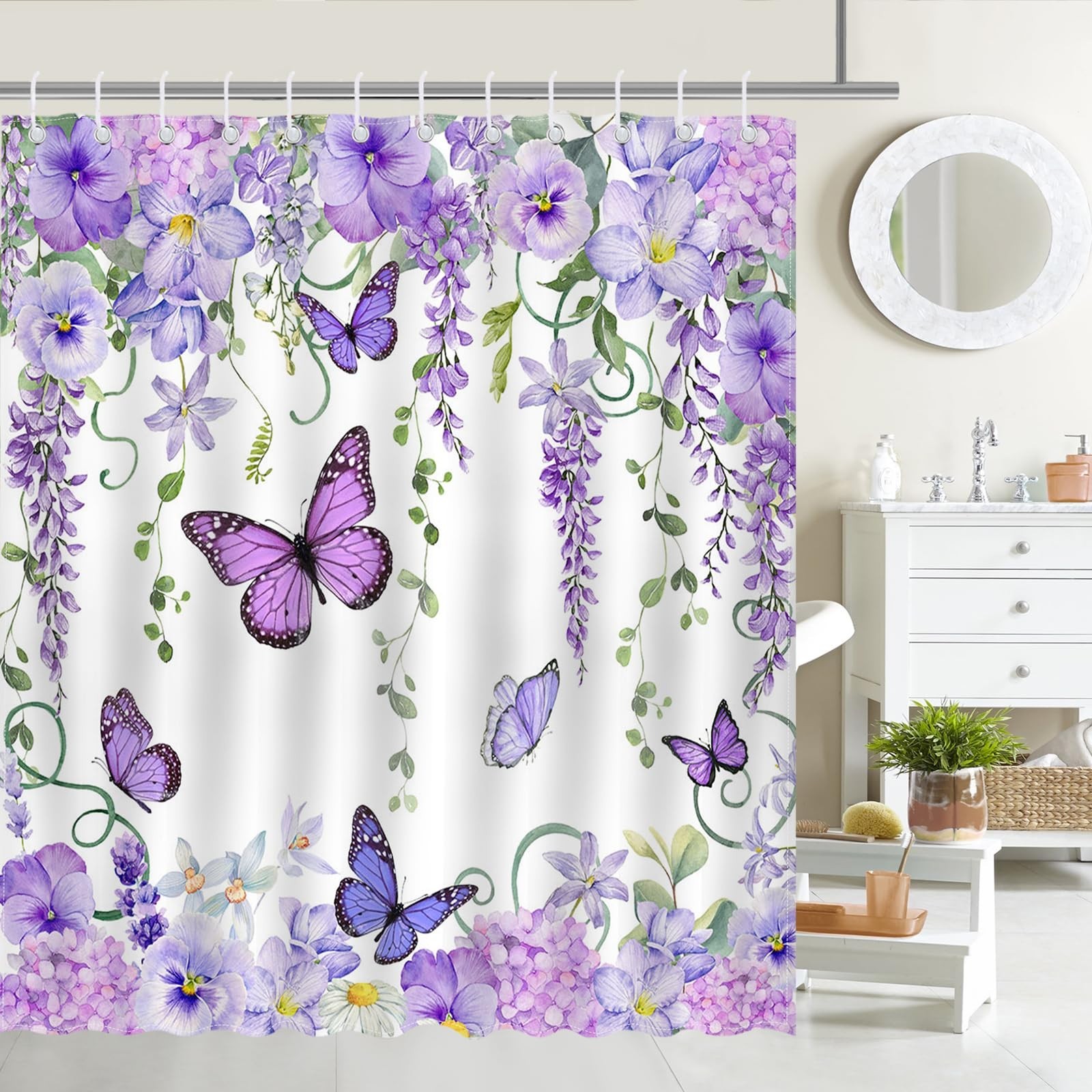 Custom Printed Bath Curtain — custom printed polyester bath curtain detail view