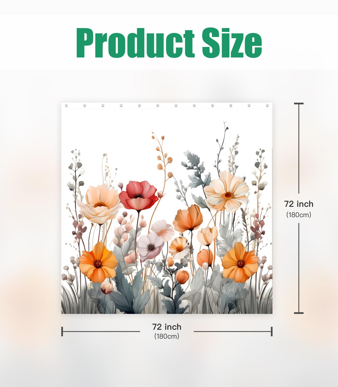 Custom Printed Bath Curtain — custom printed polyester bath curtain detail view