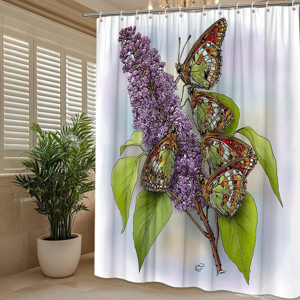 Custom Printed Bath Curtain — custom printed polyester bath curtain detail view