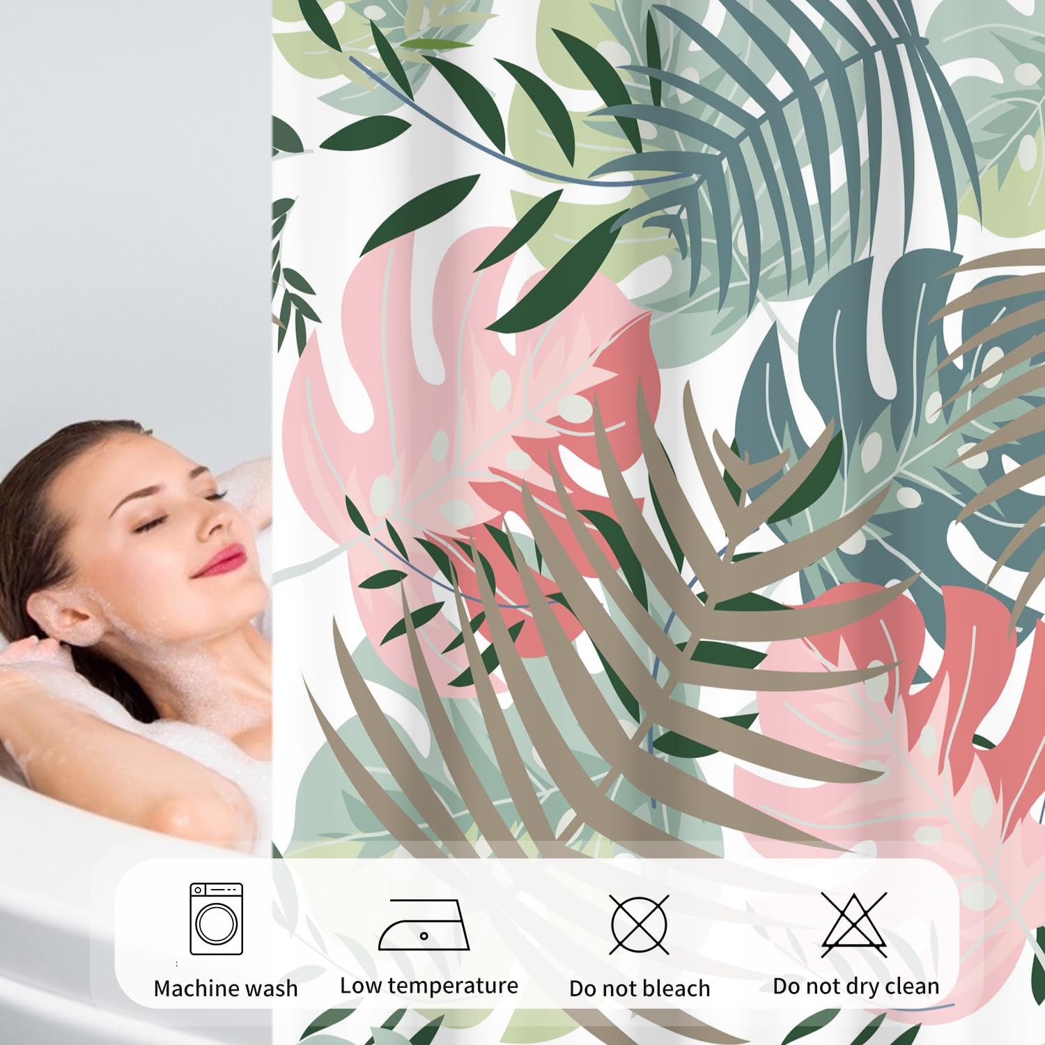 Custom Printed Bath Curtain — custom printed polyester bath curtain detail view