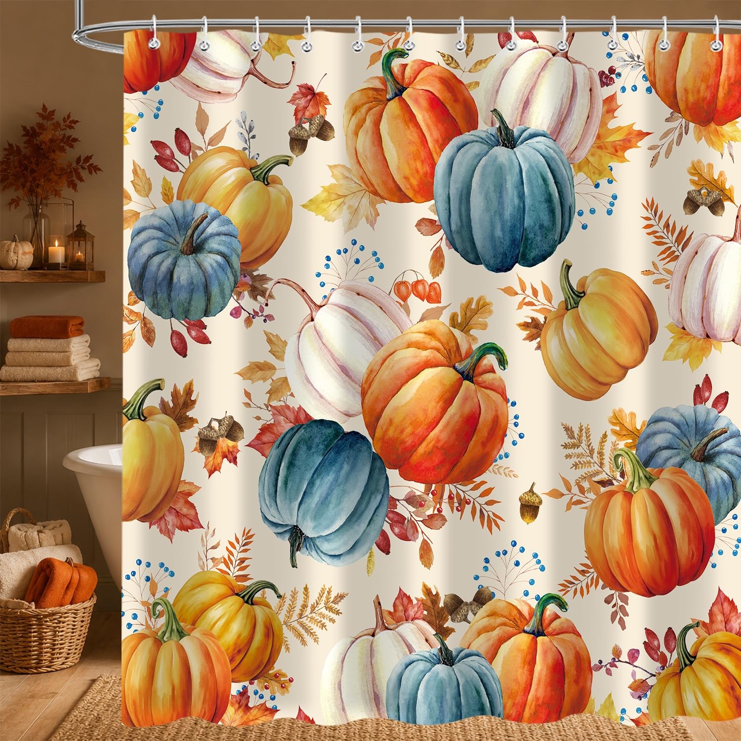 Custom Printed Bath Curtain — custom printed polyester bath curtain detail view