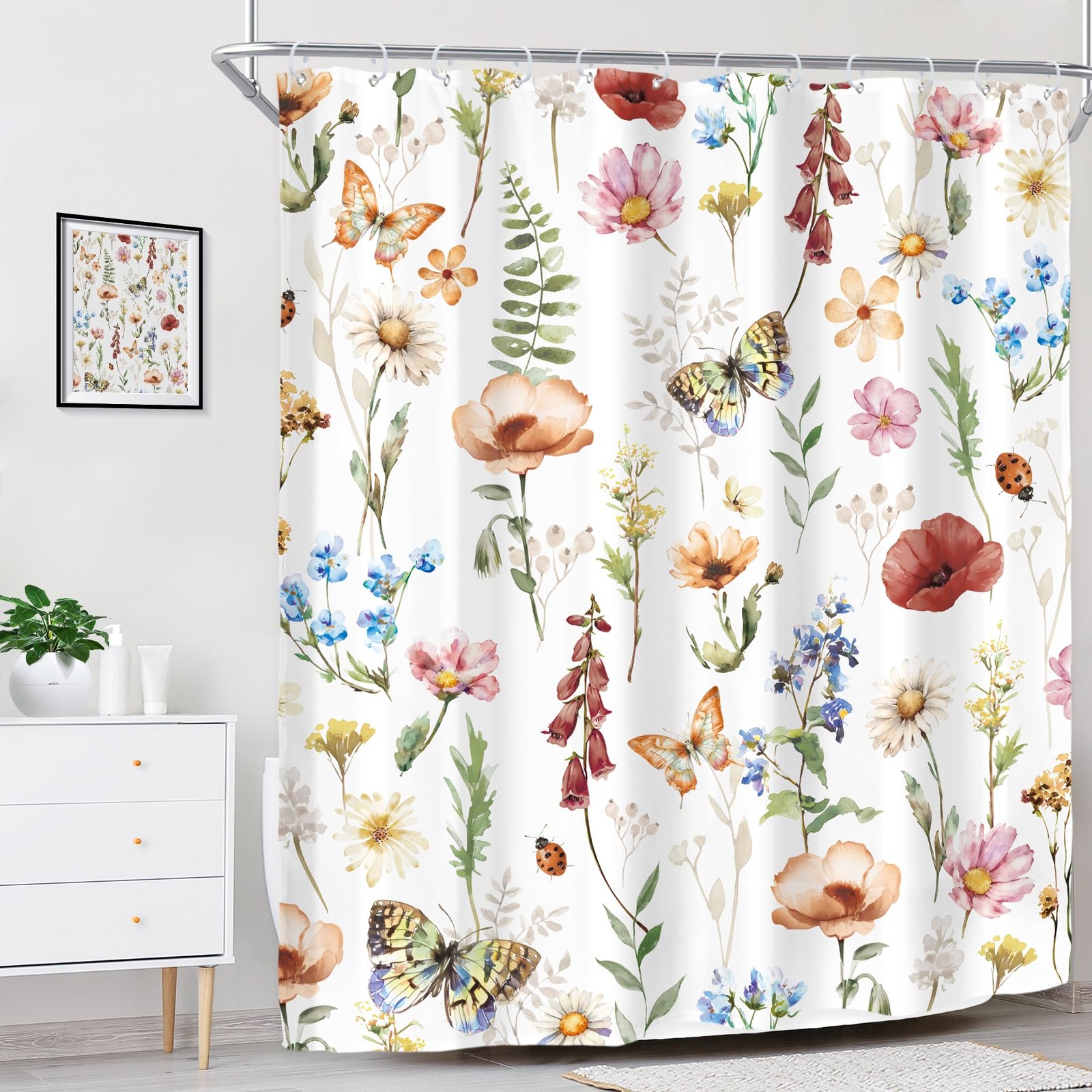 Custom Printed Bath Curtain — custom printed polyester bath curtain detail view
