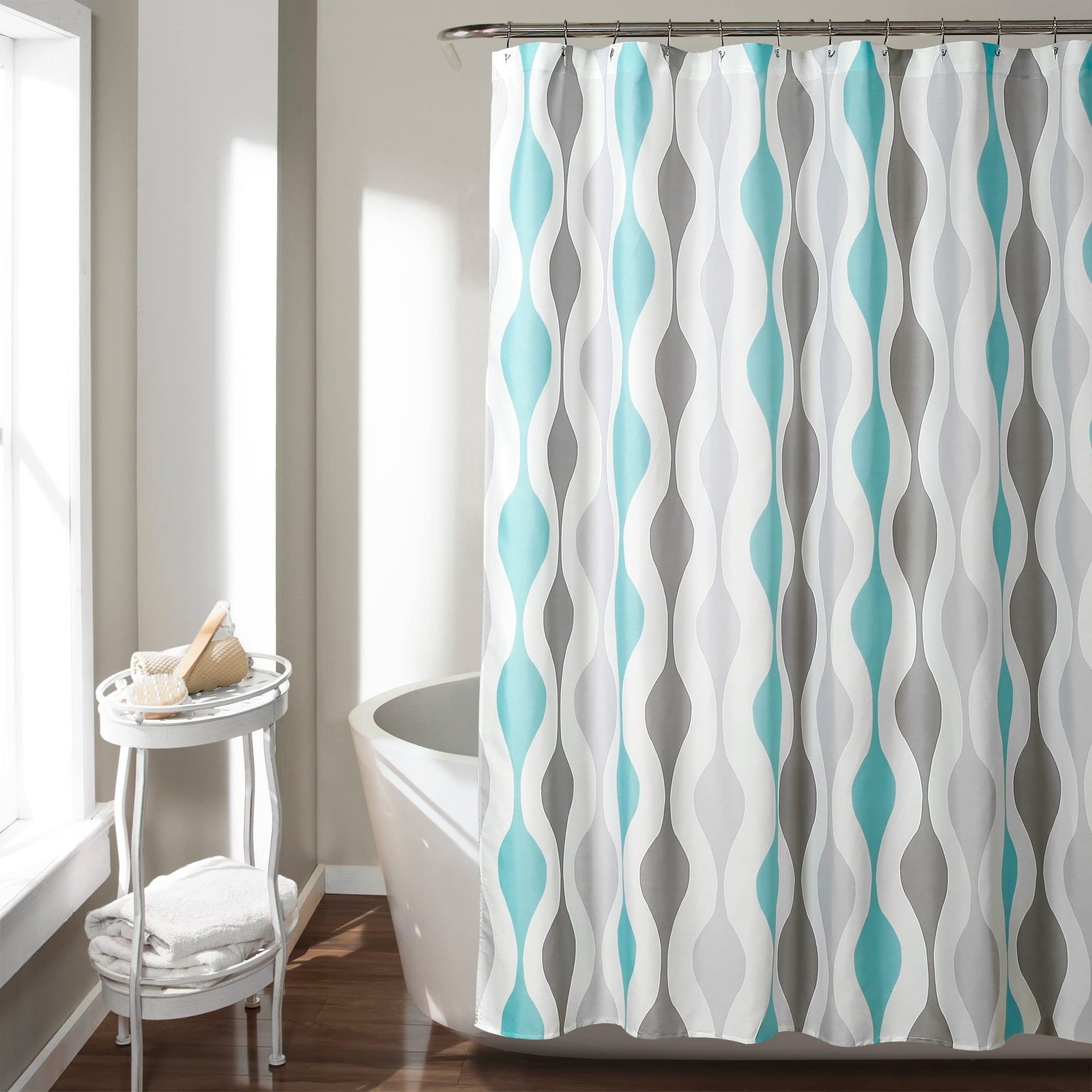 Custom Printed Bath Curtain — custom printed polyester bath curtain detail view