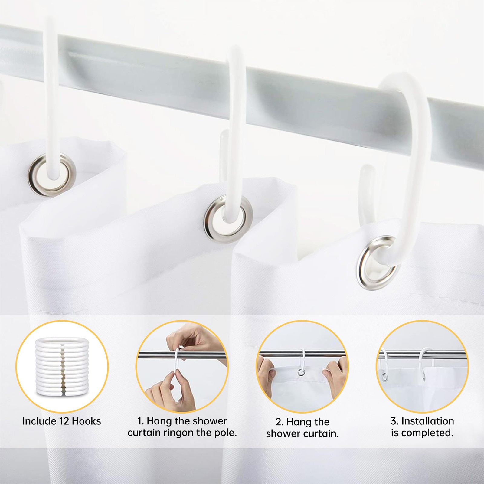 Custom Printed Bath Curtain — custom printed polyester bath curtain detail view