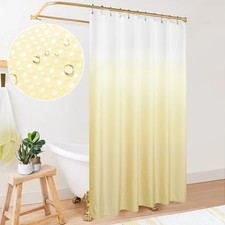 Mellow Yellow Beige Shower Curtain For Bathroom Waterproof Waffle 72 Inch — custom printed polyester bath curtain