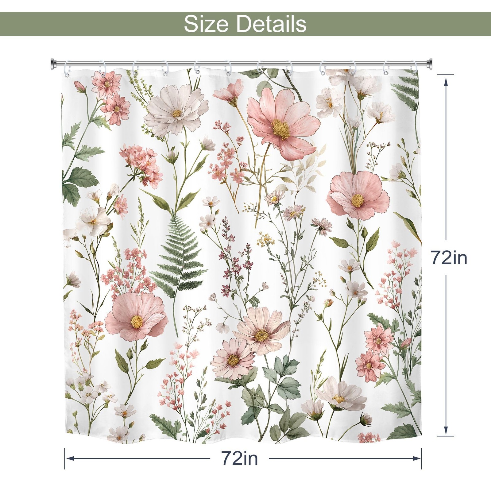 Custom Printed Bath Curtain — custom printed polyester bath curtain detail view