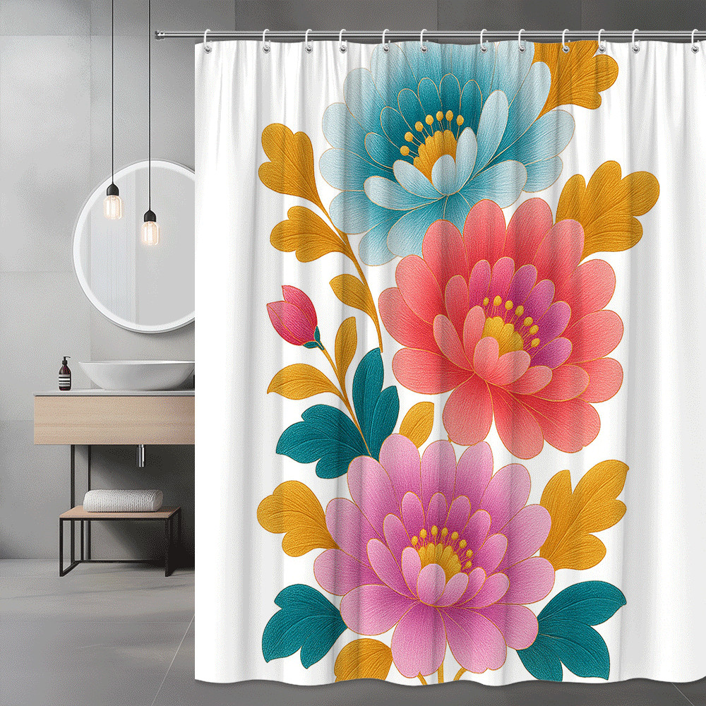 Custom Printed Bath Curtain — custom printed polyester bath curtain