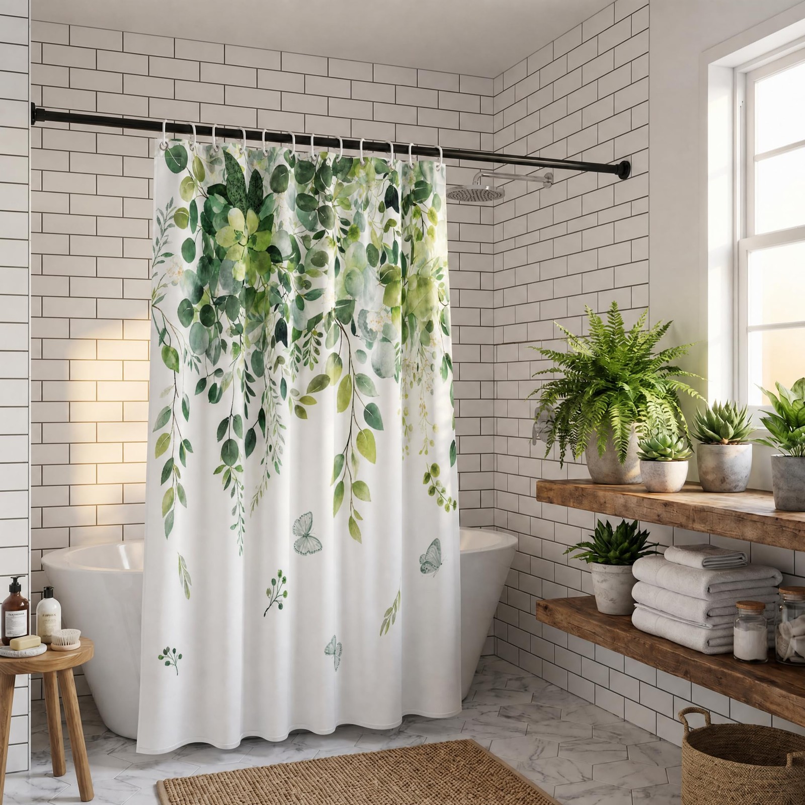 Custom Printed Bath Curtain — custom printed polyester bath curtain detail view