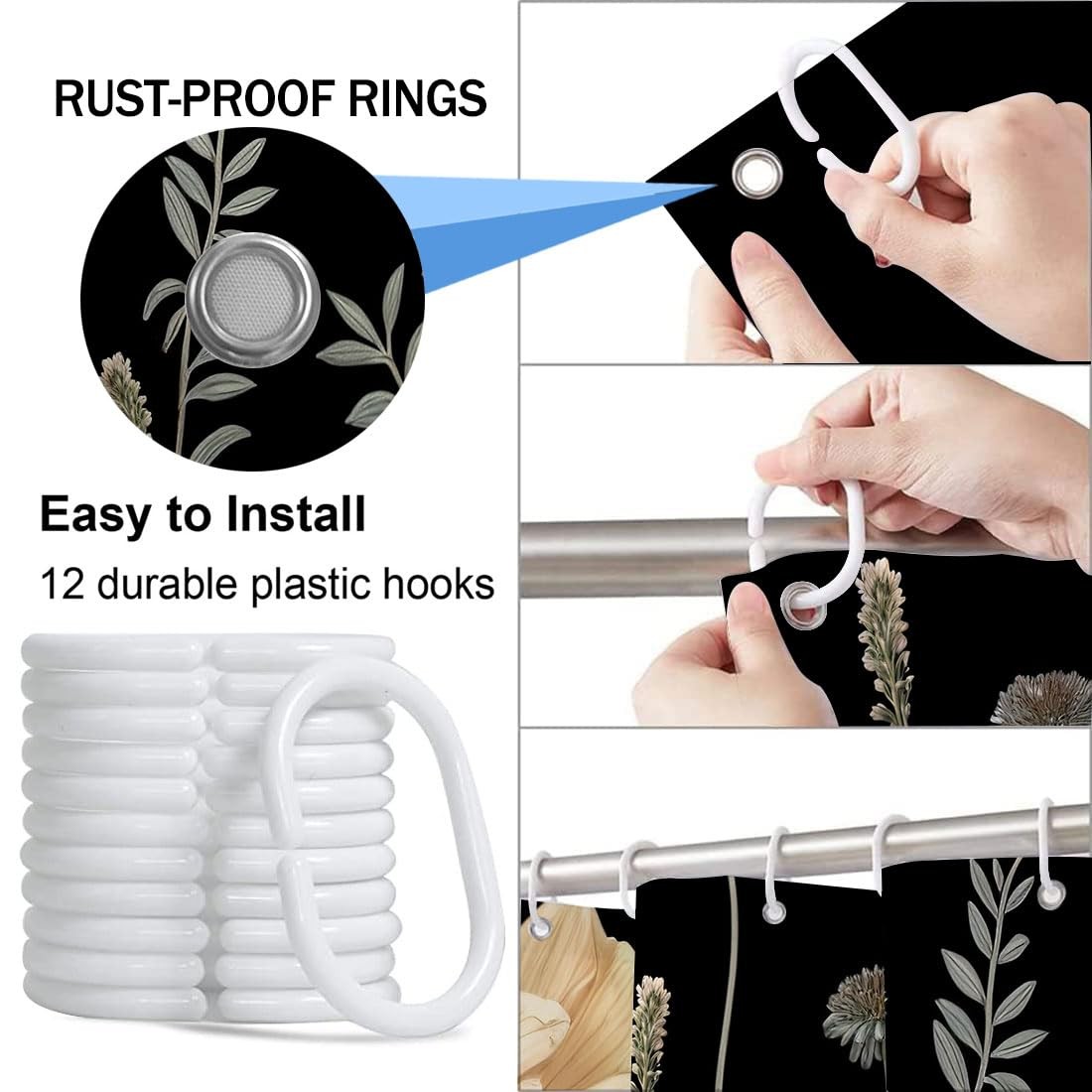 Custom Printed Bath Curtain — custom printed polyester bath curtain detail view