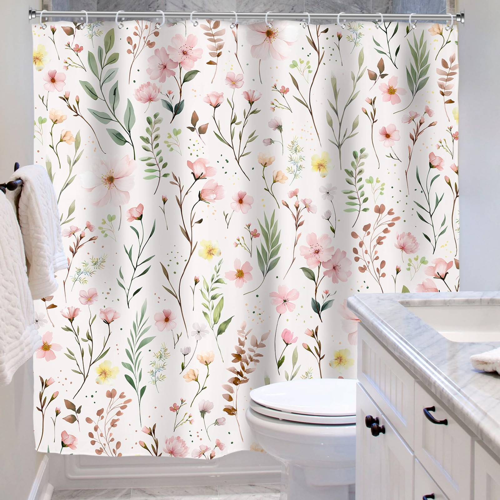 Custom Printed Bath Curtain — custom printed polyester bath curtain detail view