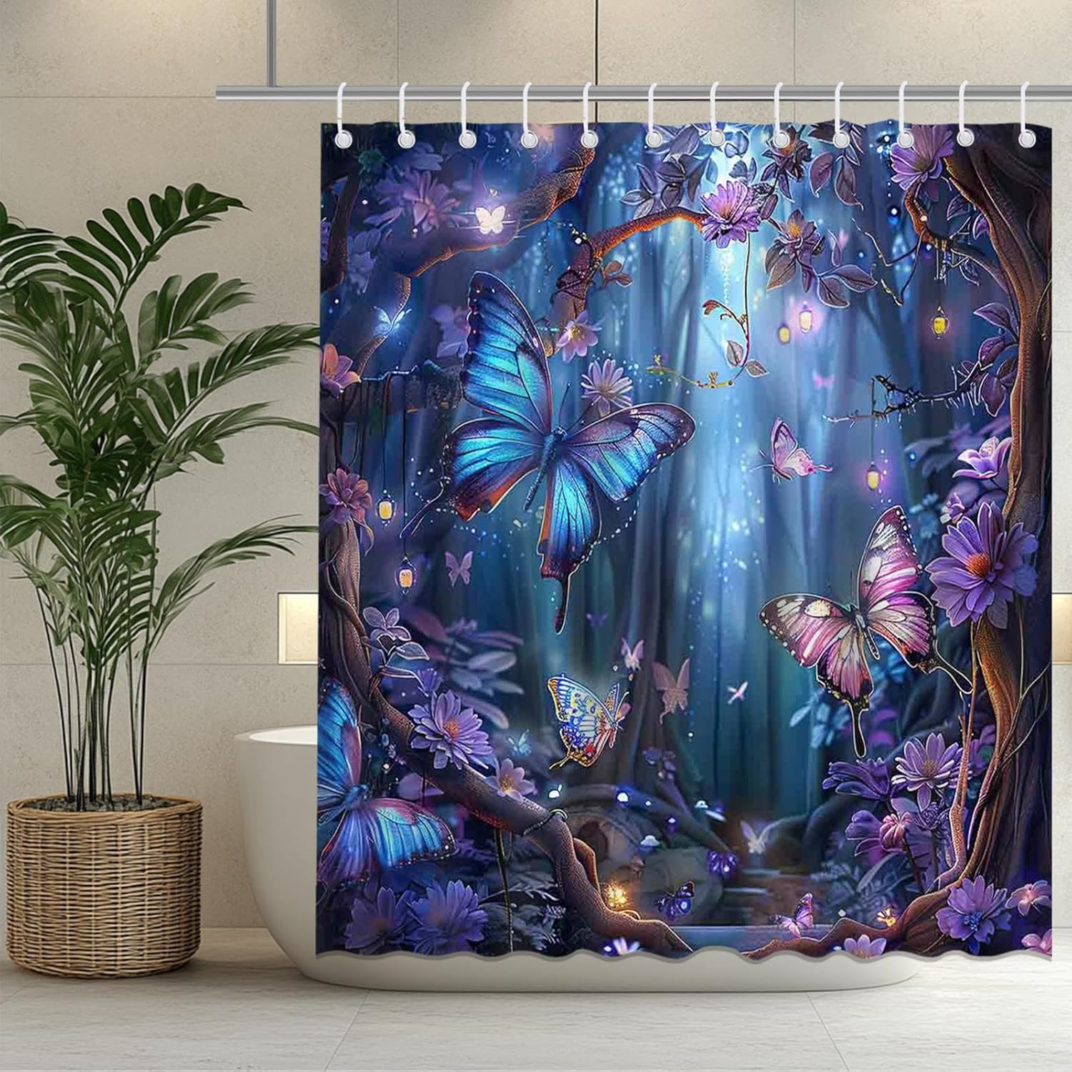 Custom Printed Bath Curtain — custom printed polyester bath curtain detail view