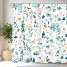 Cute Floral 72Wx72H Shower Curtain Teal 72"W x 72"L (Pack of 1) A11-teal — custom printed polyester bath curtain