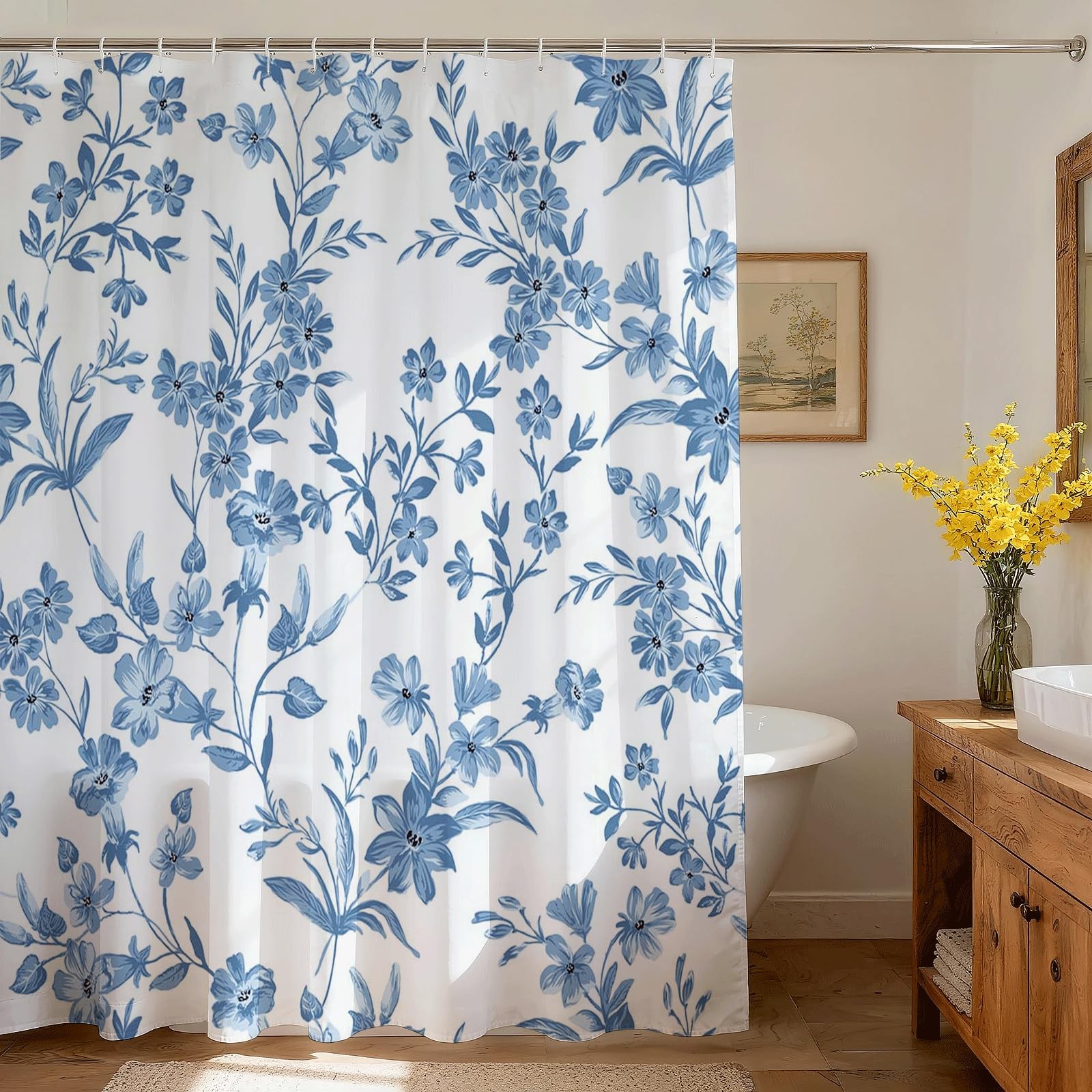 Custom Printed Bath Curtain — custom printed polyester bath curtain detail view