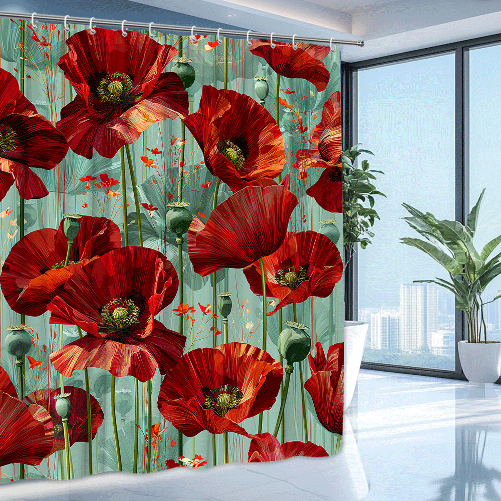 Custom Printed Bath Curtain — custom printed polyester bath curtain detail view