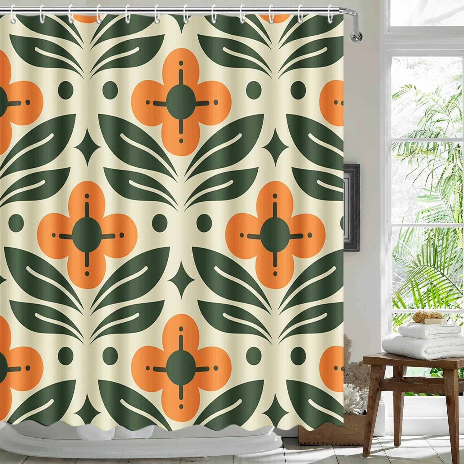 Custom Printed Bath Curtain — custom printed polyester bath curtain detail view