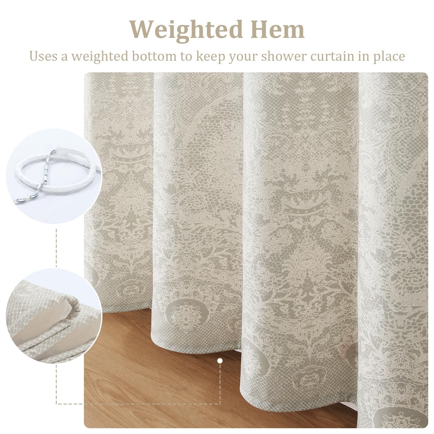 Custom Printed Bath Curtain — custom printed polyester bath curtain detail view