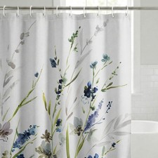 71x74 Floral Shower Curtain Water-Resistant Long Shower Curtain W/ Durable Metal — custom printed polyester bath curtain