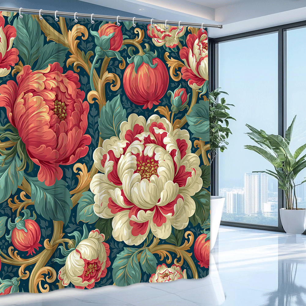 Custom Printed Bath Curtain — custom printed polyester bath curtain detail view