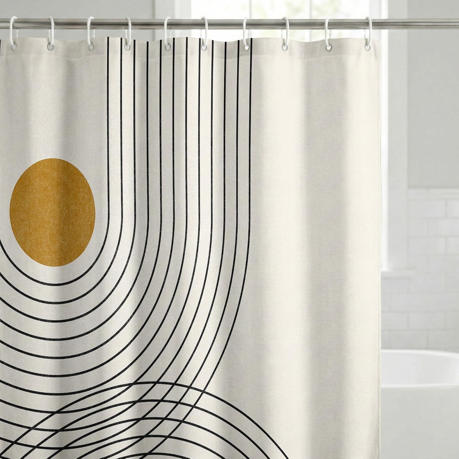 Custom Printed Bath Curtain — custom printed polyester bath curtain detail view