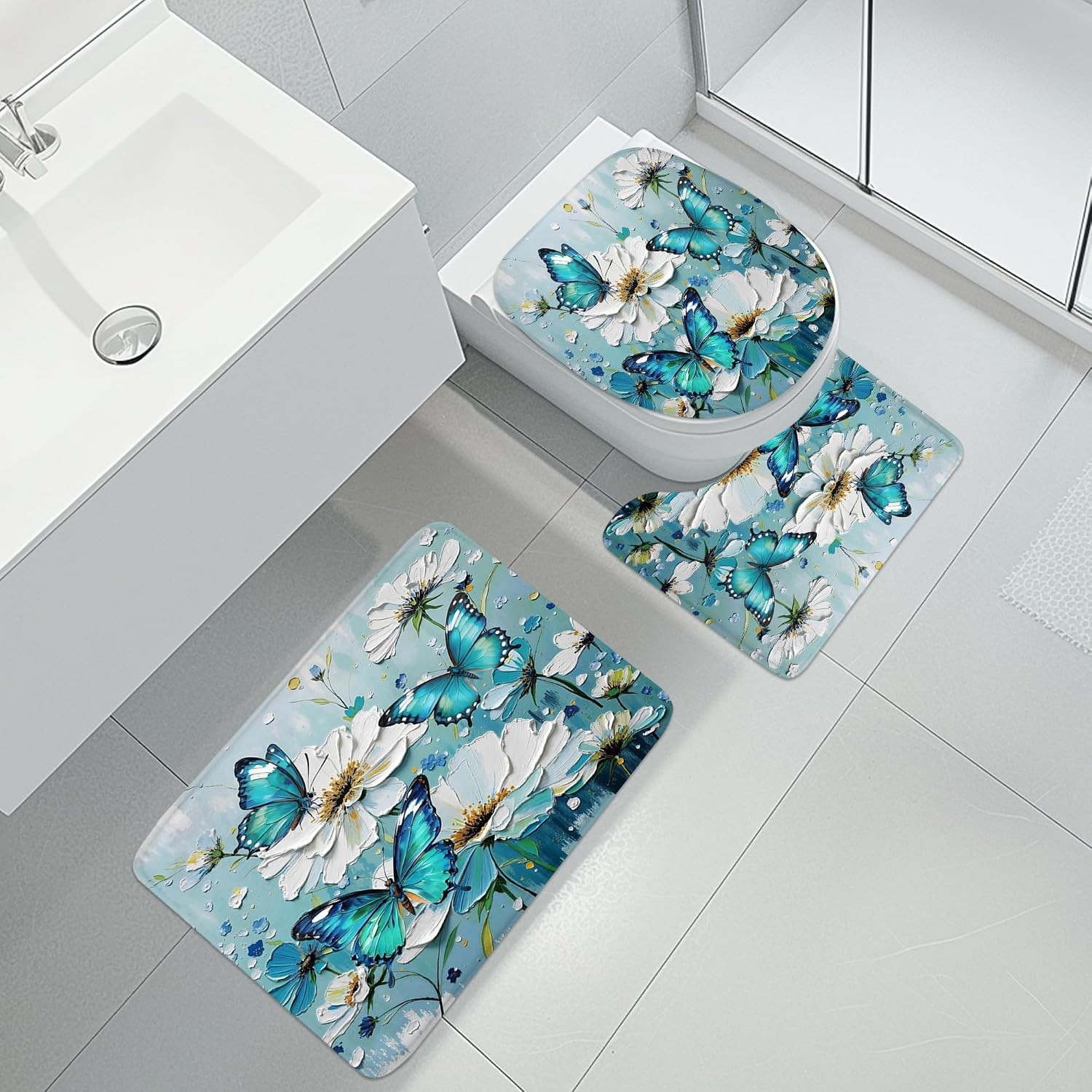 Custom Printed Bath Curtain — custom printed polyester bath curtain detail view