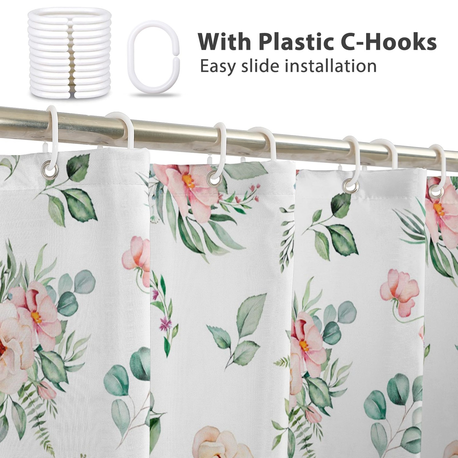 Custom Printed Bath Curtain — custom printed polyester bath curtain detail view