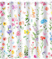 Spring Flower Shower Curtains for Bathroom Floral Plant Shower Curtain with 12 H — custom printed polyester bath curtain