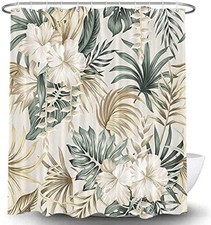 SHOWER CURTAIN for Bathroom Tropical Plant Flower 72x84 Inch DYNH — custom printed polyester bath curtain