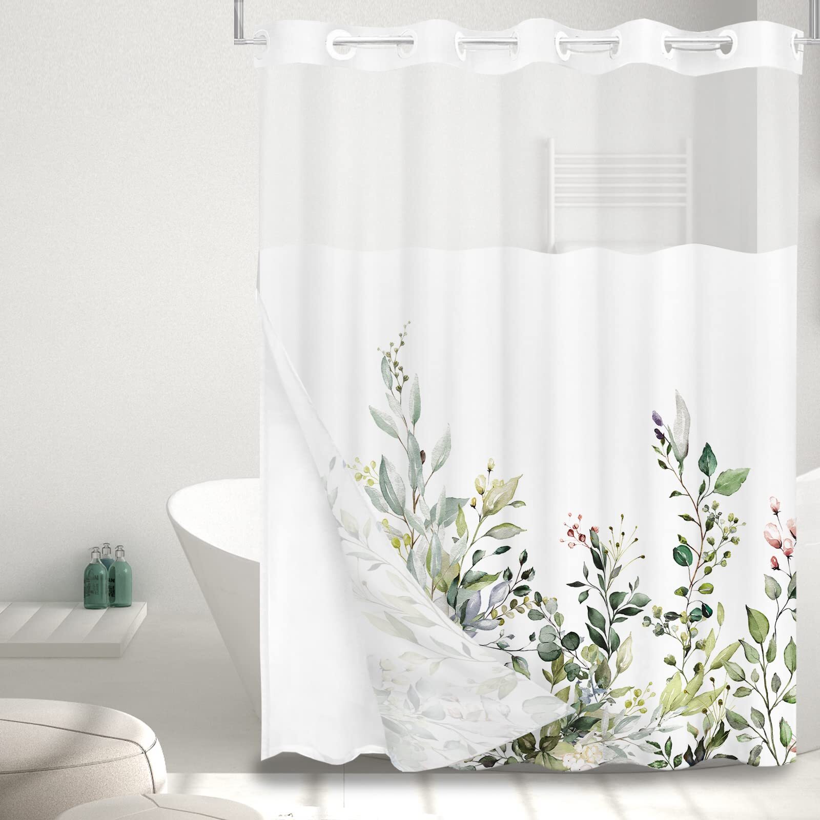Custom Printed Bath Curtain — custom printed polyester bath curtain detail view