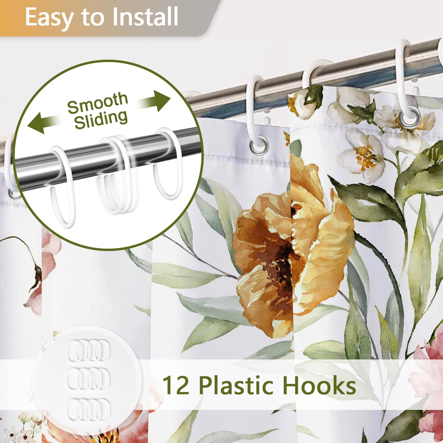 Custom Printed Bath Curtain — custom printed polyester bath curtain detail view