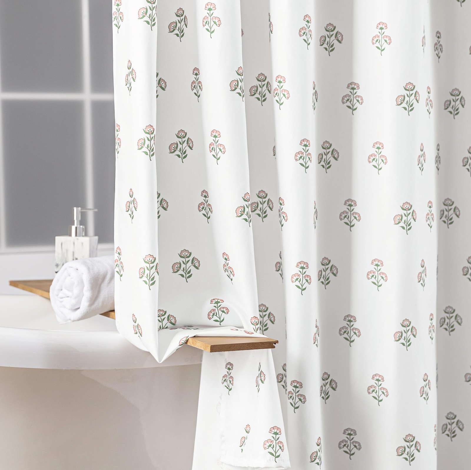 Custom Printed Bath Curtain — custom printed polyester bath curtain detail view