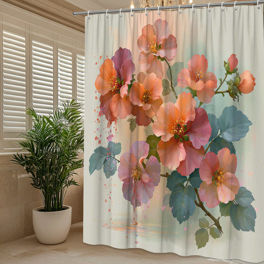 Custom Printed Bath Curtain — custom printed polyester bath curtain detail view