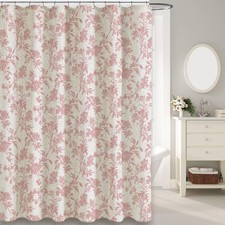 WOUVMA Extra Long Pink Shower Curtain Floral Cotton Linen Cottagecore Shower ... — custom printed polyester bath curtain