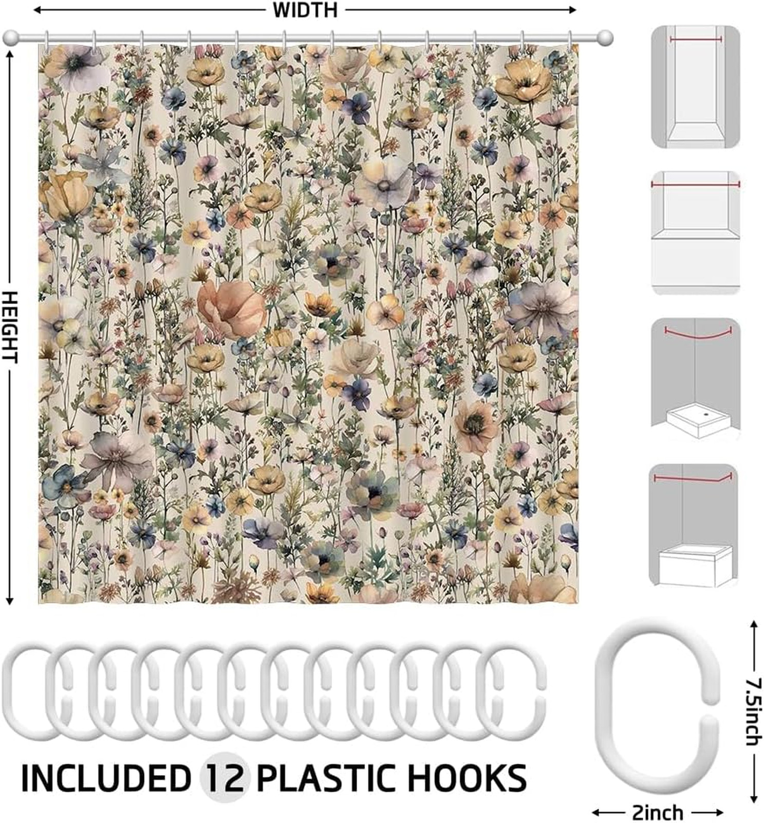 Custom Printed Bath Curtain — custom printed polyester bath curtain detail view