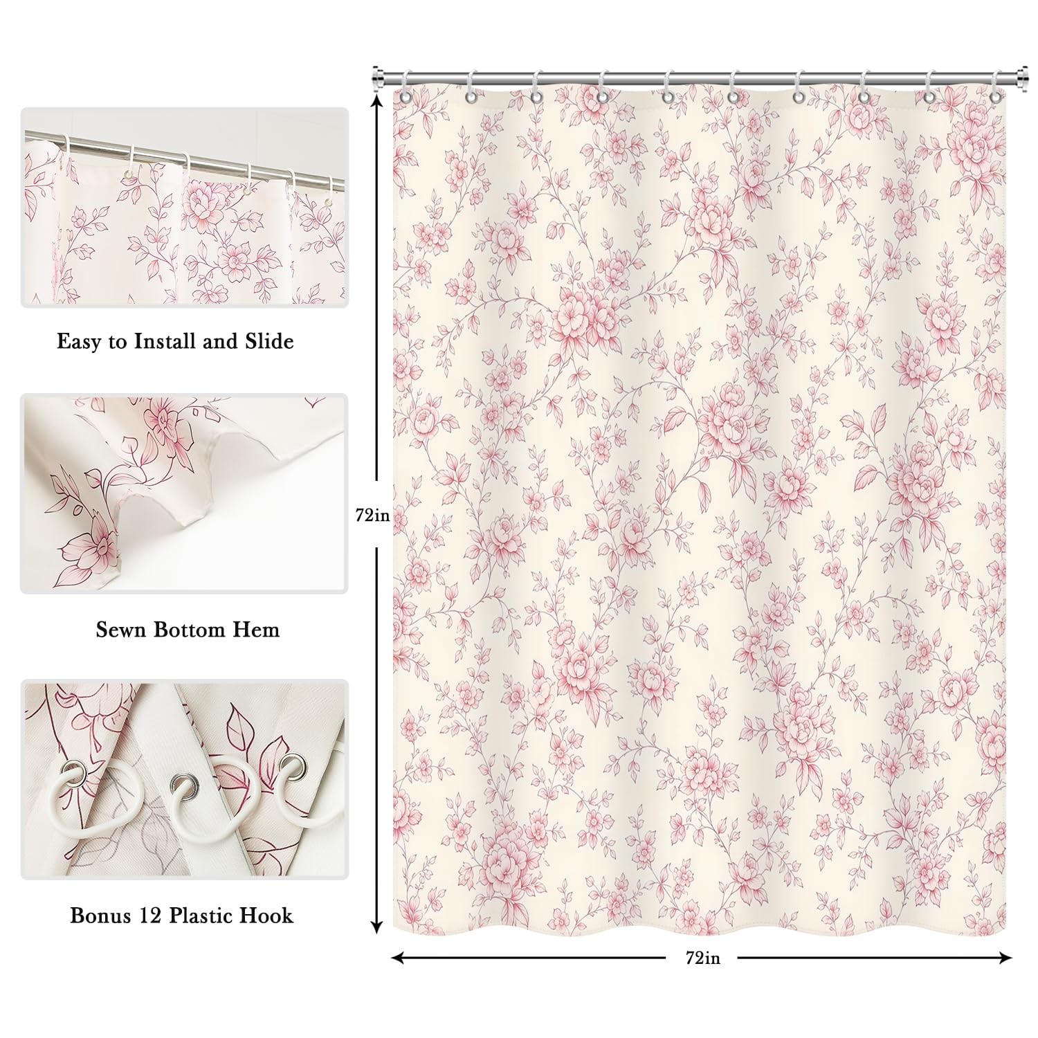 Custom Printed Bath Curtain — custom printed polyester bath curtain detail view