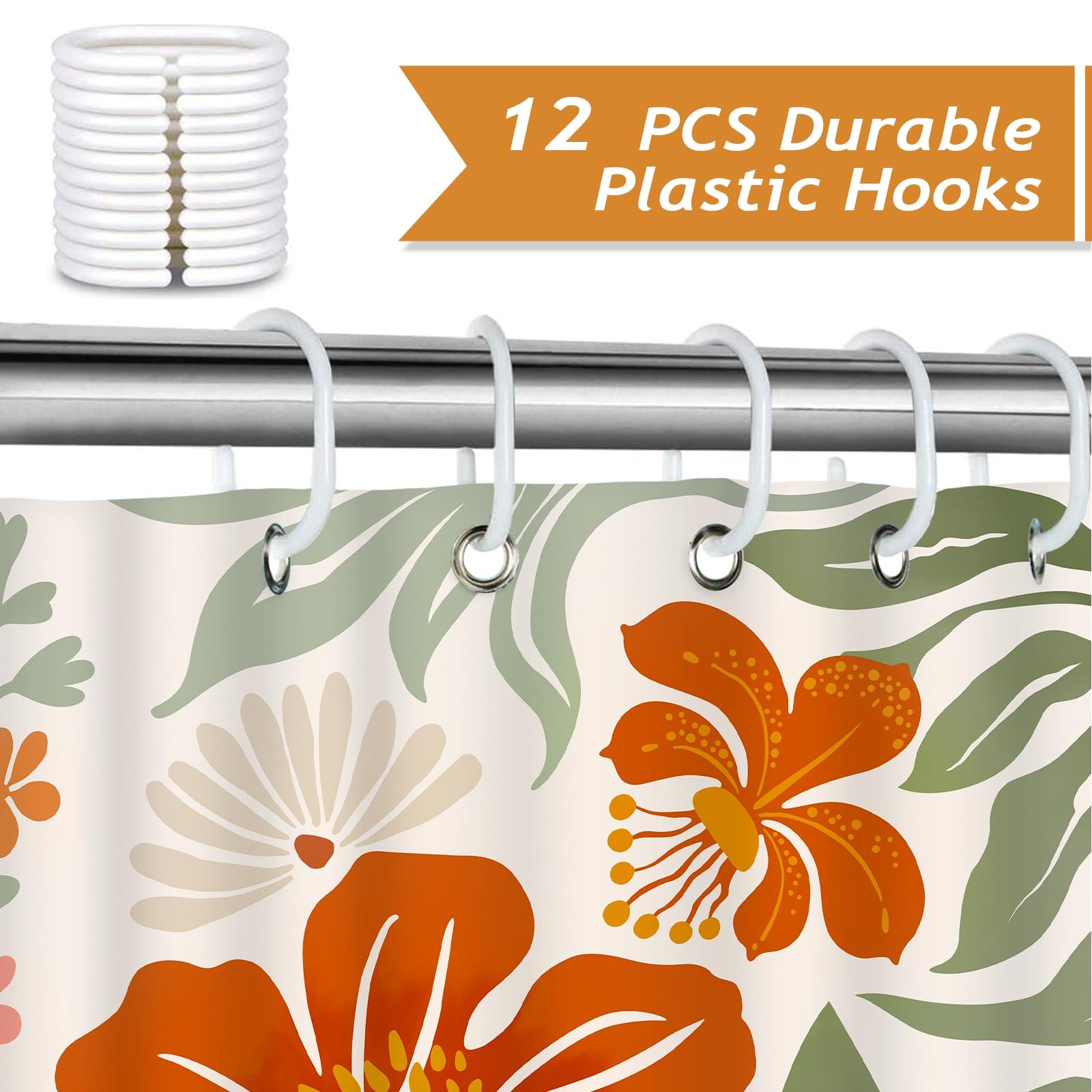 Custom Printed Bath Curtain — custom printed polyester bath curtain detail view