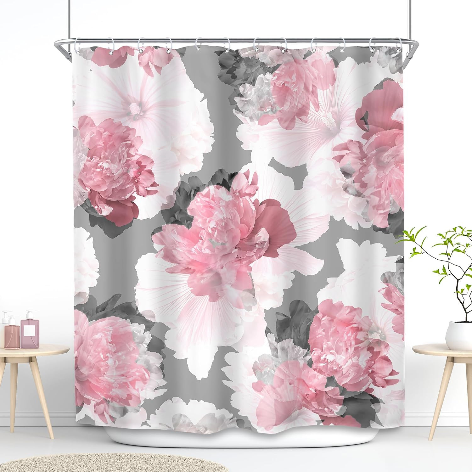 Custom Printed Bath Curtain — custom printed polyester bath curtain detail view