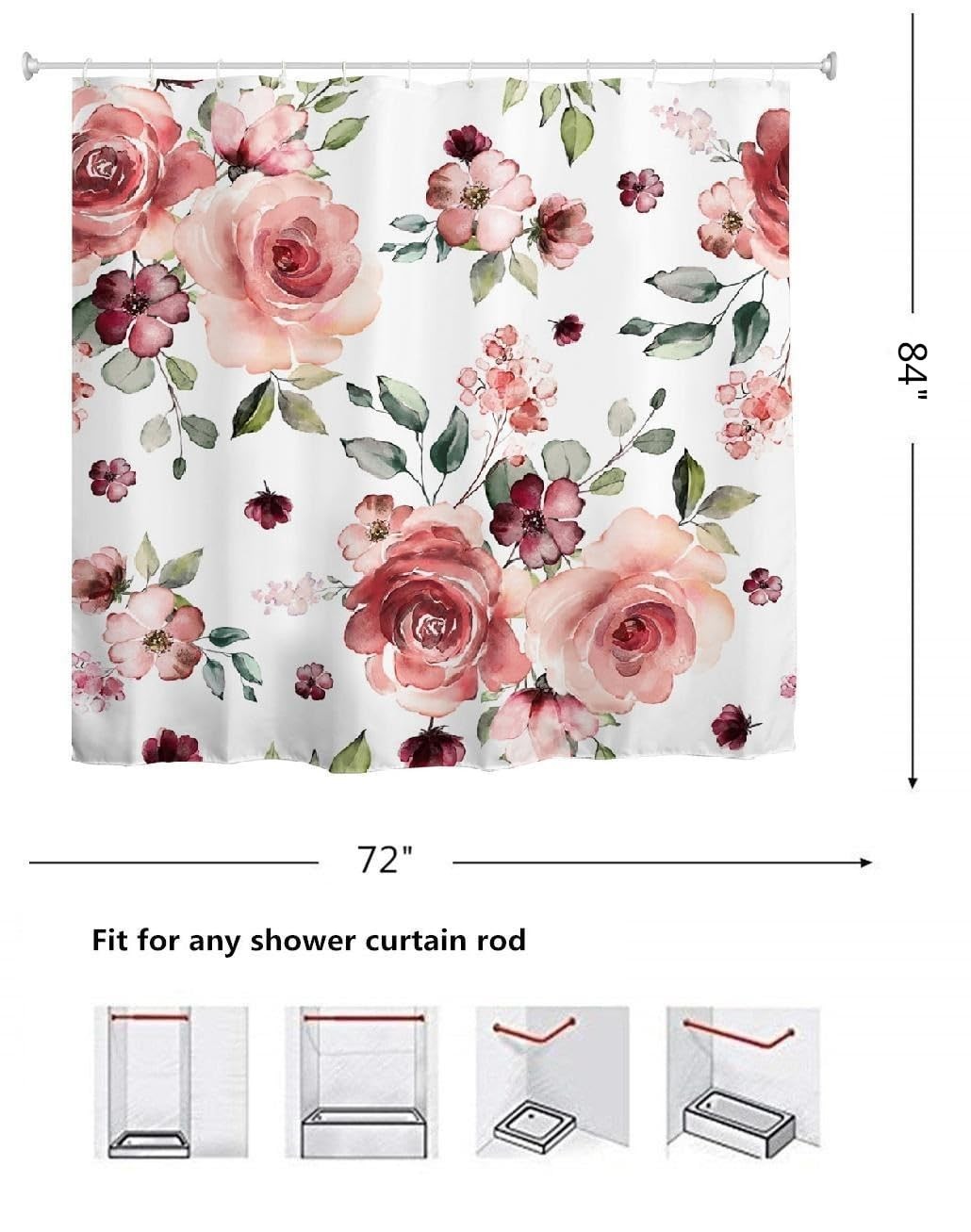 Custom Printed Bath Curtain — custom printed polyester bath curtain detail view
